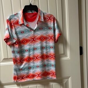 Departwest Red and sage green Patterned Men's Shirt